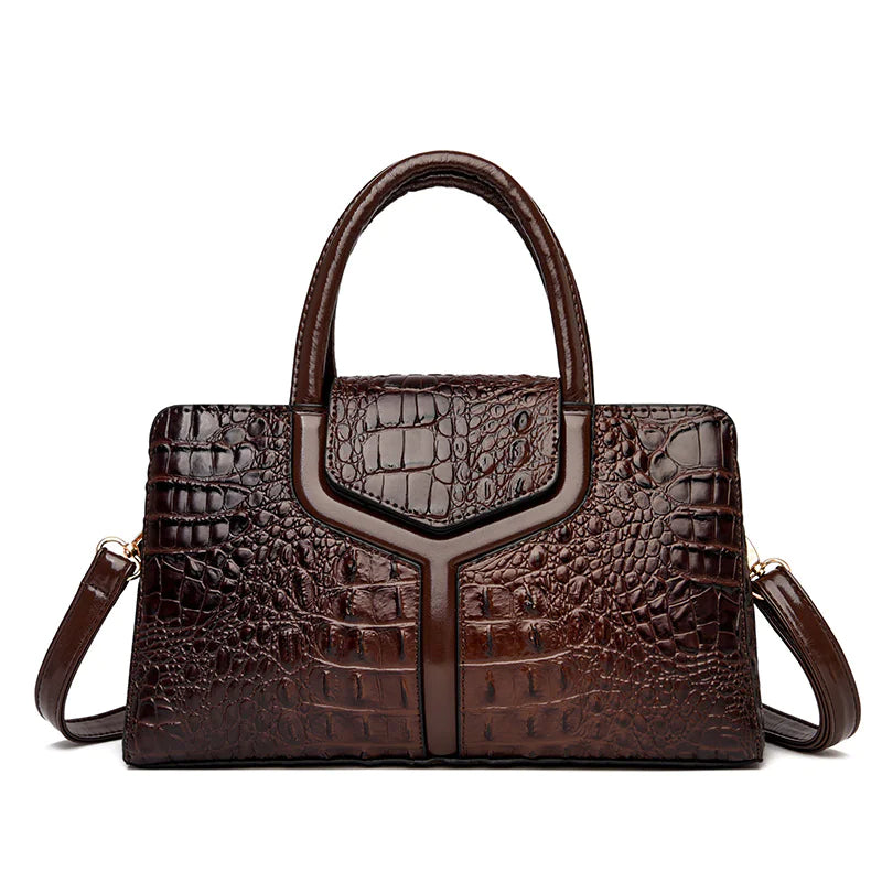 Crocodile Embossed Leather Messenger Bags