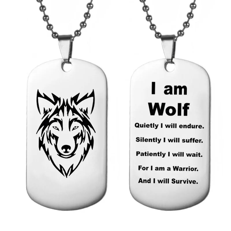Wolf Military Dog Tag Pendants