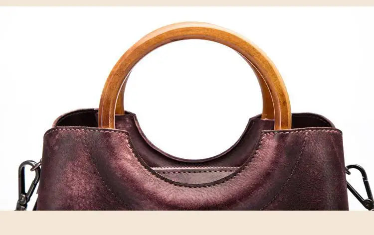 Johnature Retro Genuine Leather Shoulder Handbags