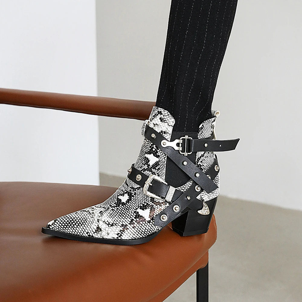 Diane Lockhart Snakeskin Buckled Boots