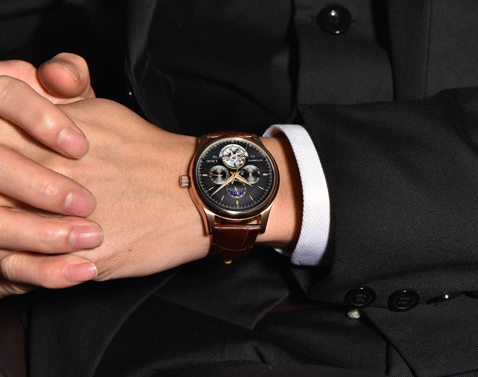 LIGE Belmont Automatic Mechanical Tourbillon Waterproof Watches
