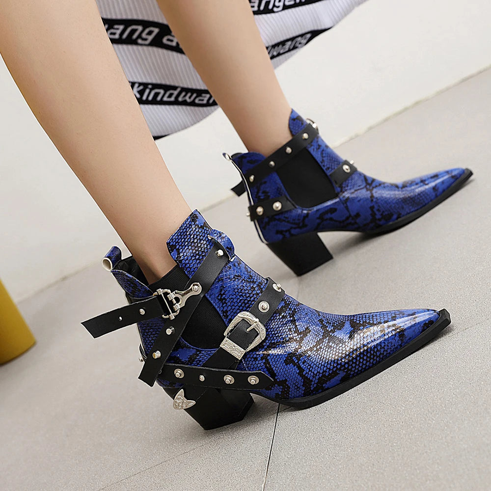 Diane Lockhart Snakeskin Buckled Boots