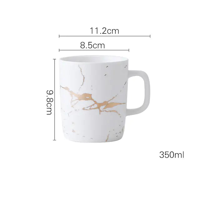 Gold Inlay Marble Coffee Mugs
