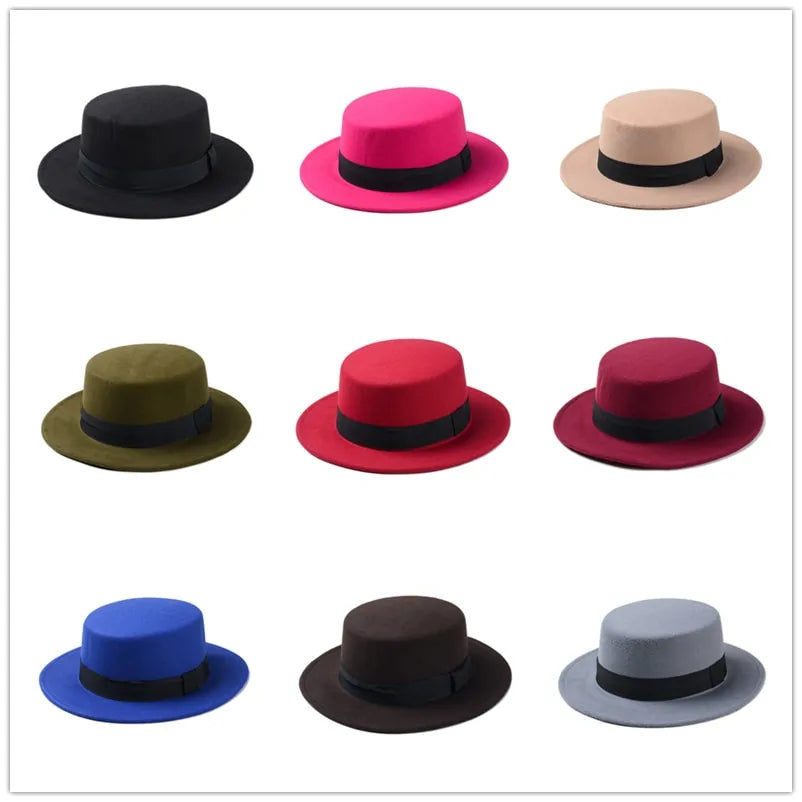 Pork Pie Flat Top Wool Hats
