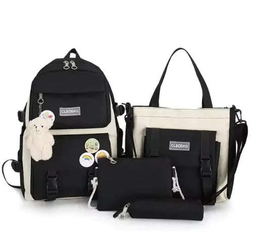 5-Piece Canvas School and Travel Backpack Set