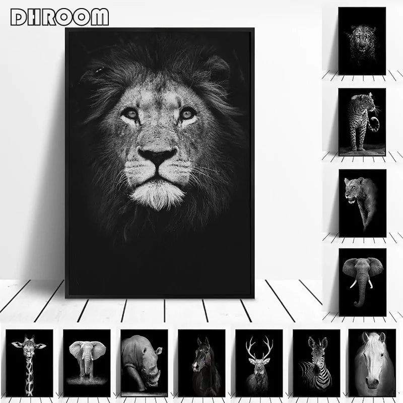 Stunning Black & White Canvas Animal Wall Art