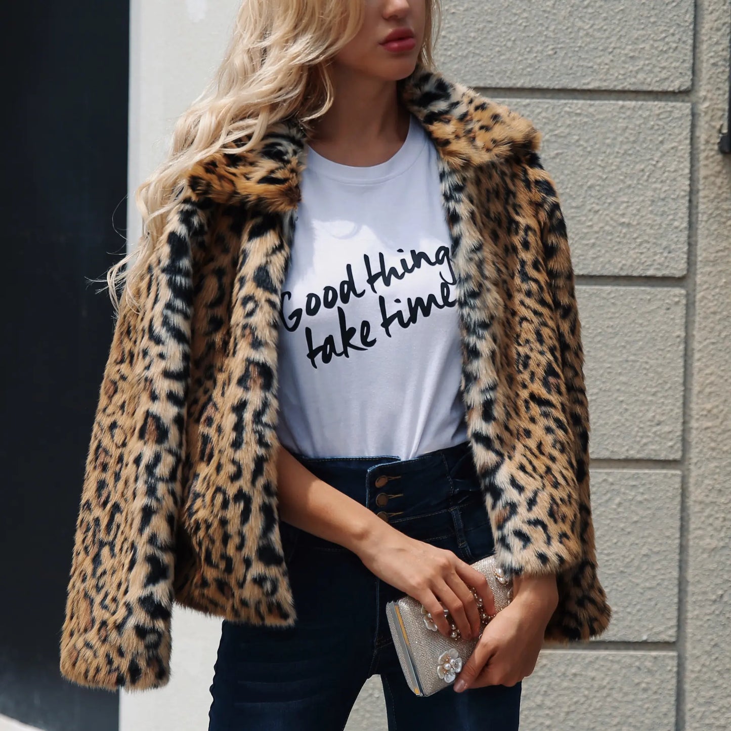 Leopard Faux Fur Teddy Coat
