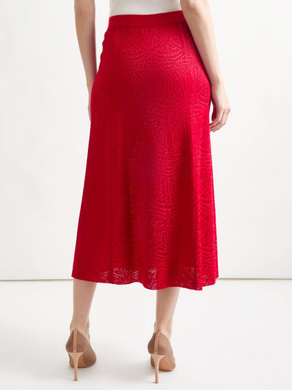 Misook Burnout Midi A-Line Knit Skirt