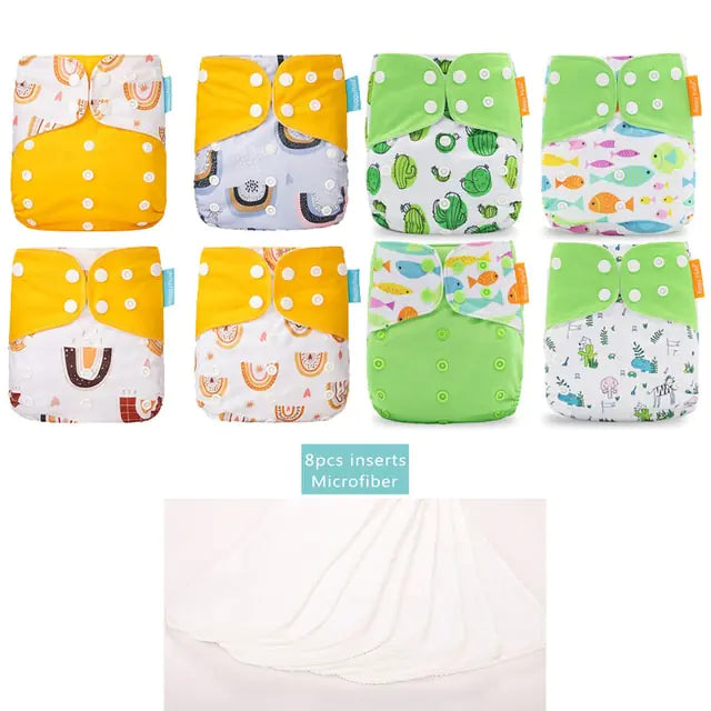 Happy Flute Pocket Adjustable Diaper 8 Piece Set
