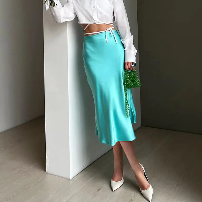 High-Waist A-Line Midi Skirts