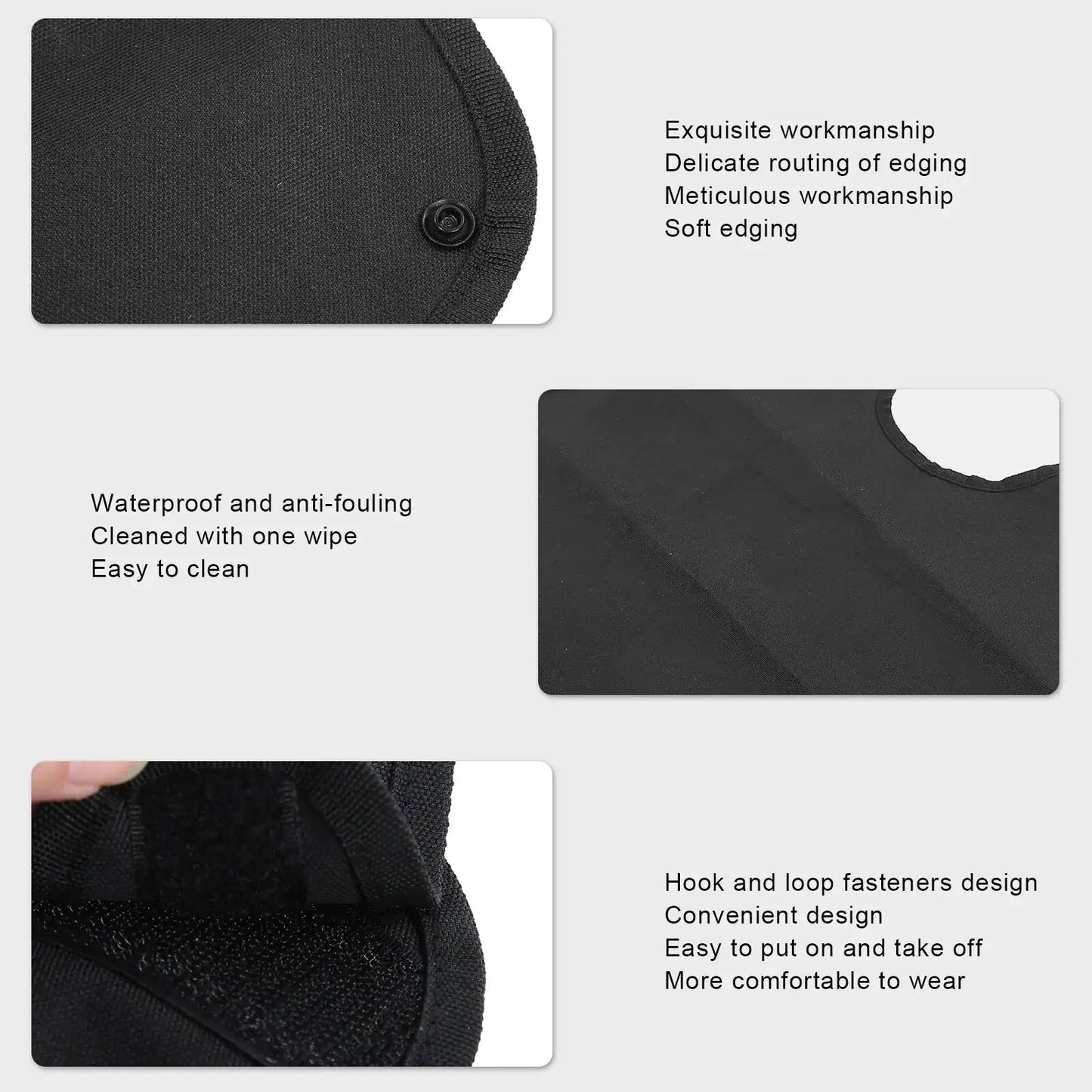 Adult Black Waterproof Soft Bibs