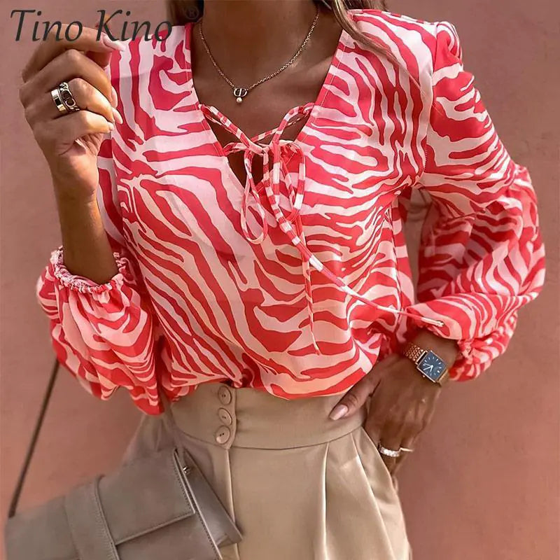 Zebra V-neck Blouse