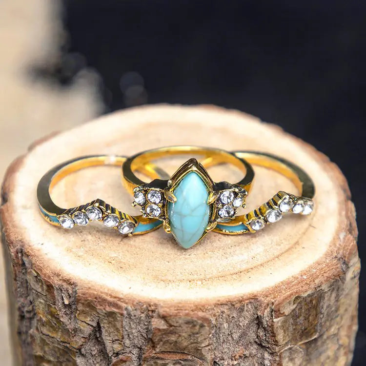 Turquoise Dreams Triple Ring Set