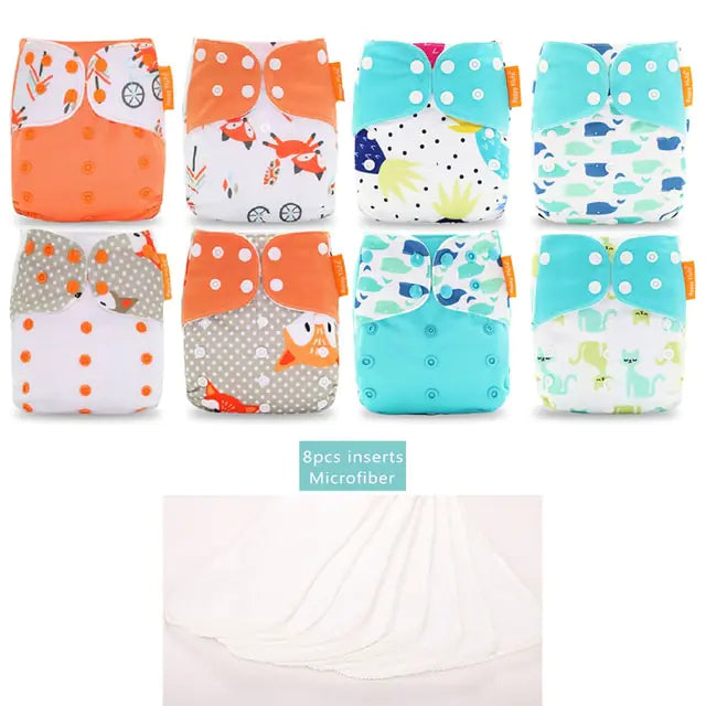 Happy Flute Pocket Adjustable Diaper 8 Piece Set