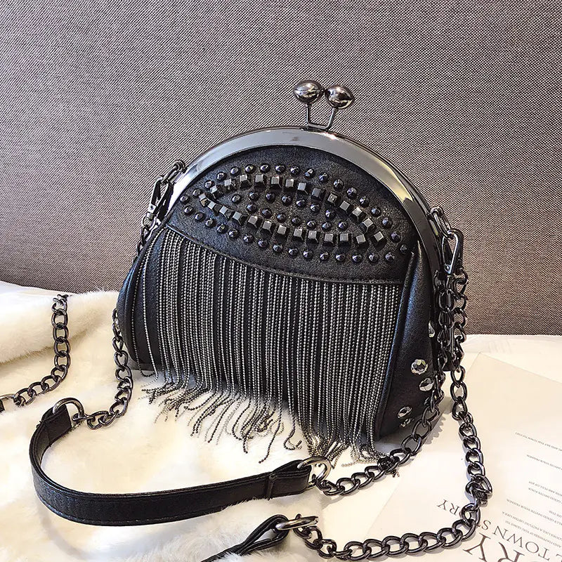Diamond Rivet Tassel Messenger Bags