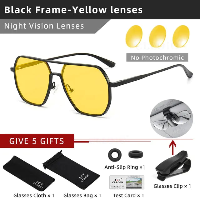 CLLOIO Aluminum Photochromic Polarized Sunglasses
