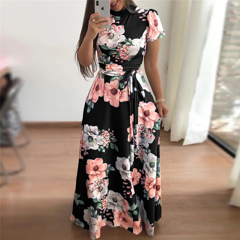 Casual Short Sleeve Maxi Dress