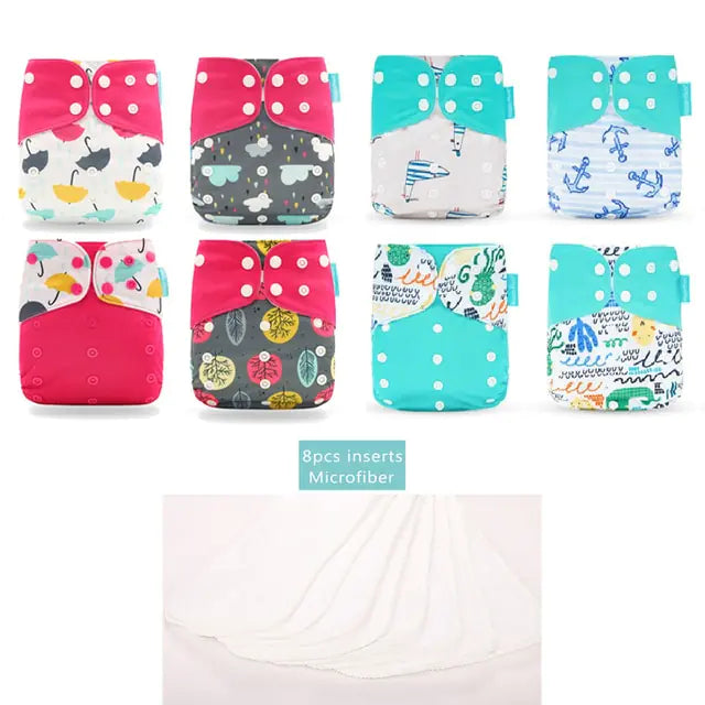 Happy Flute Pocket Adjustable Diaper 8 Piece Set