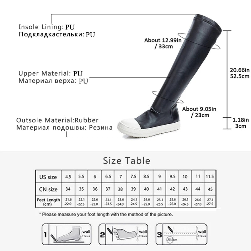 Maogu Vegan Leather Knee High Boots