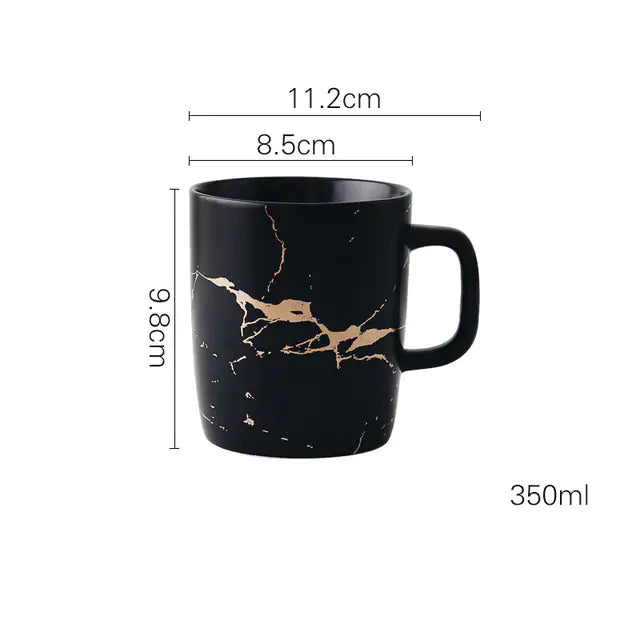 Gold Inlay Marble Coffee Mugs