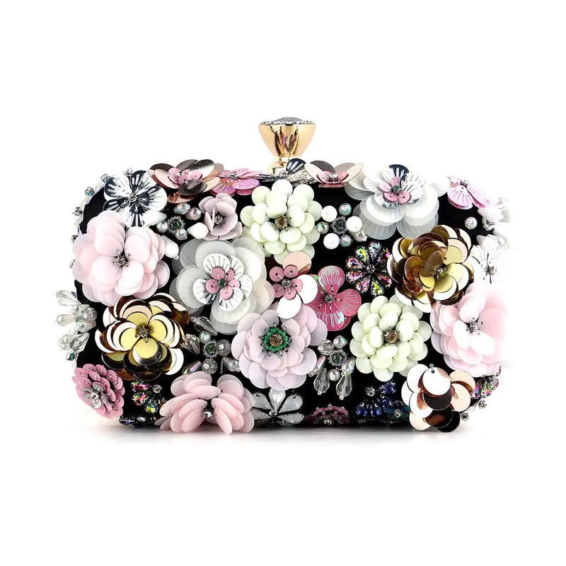 Embellished Floral Evening Clutch Bag