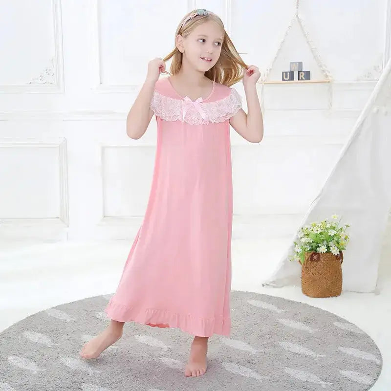 Girls Short Sleeve Sleepwear Nightie Dress