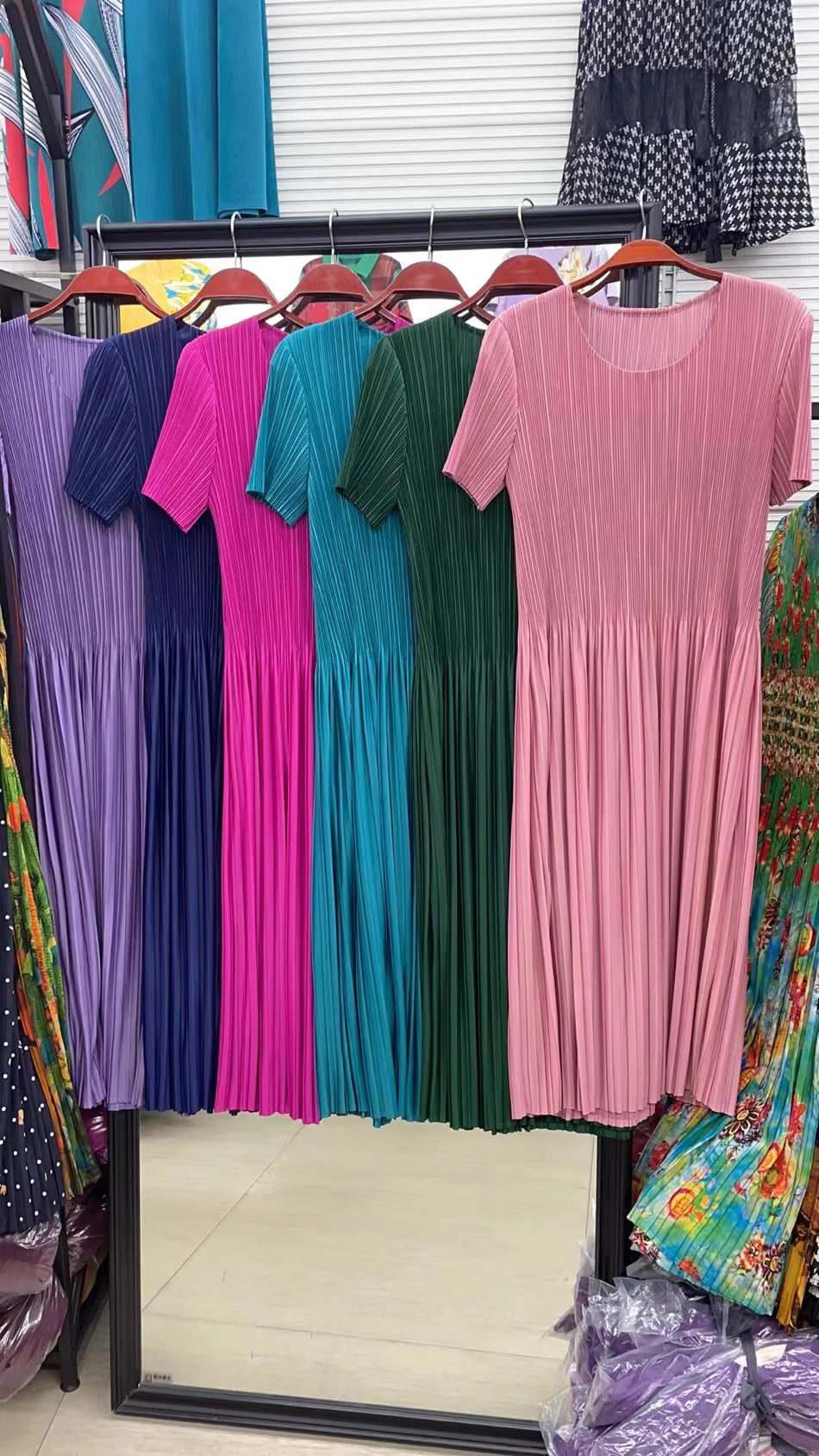 Classic Pleated Polyester Dress
