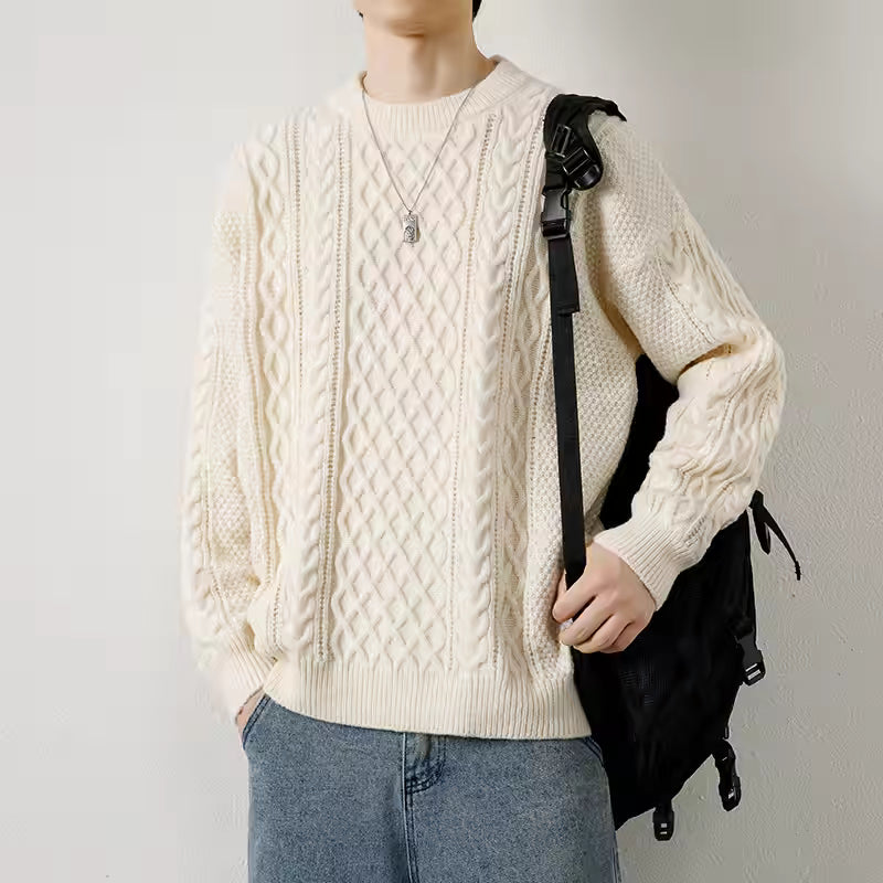 Hawthorne Acrylic Loose Knitted Aran Pullover Sweaters