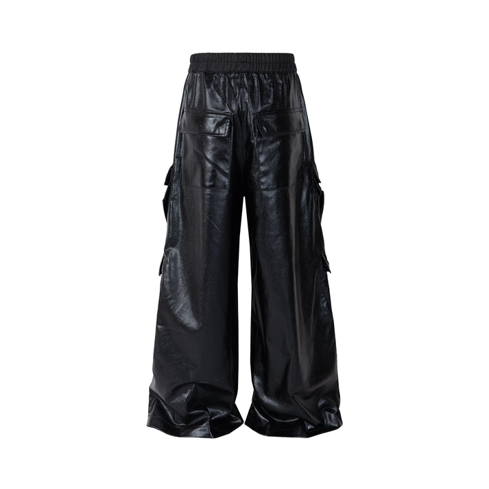 High Street Glossy Black Cargo Pants