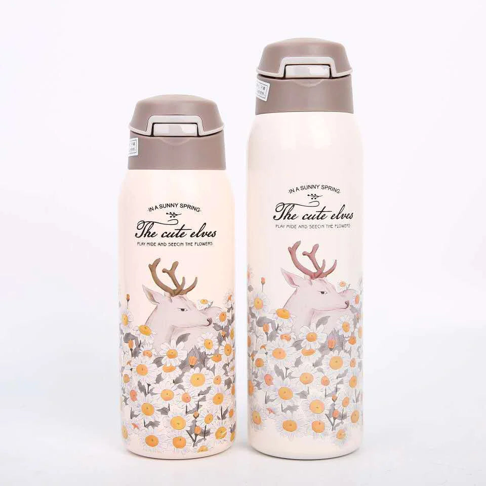 The Cute Elves Straw Water Bottles  (Nuan Qin Cup)
