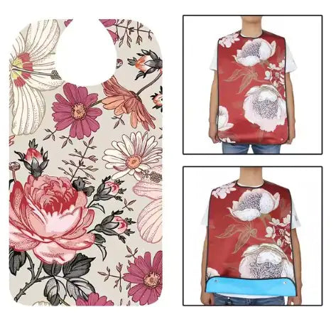 Adult Floral Washable Cloth Bibs