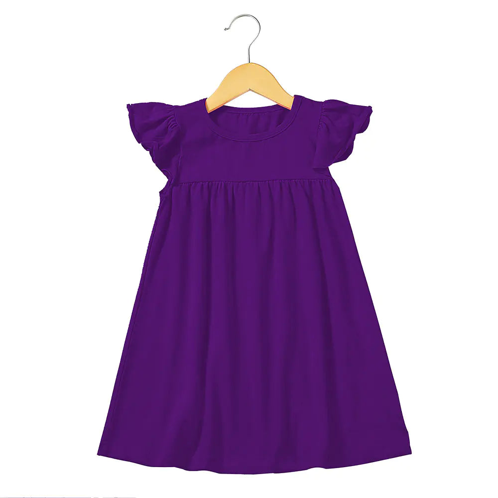 Ruffle Sleeve Knit Cotton Dress for Girls