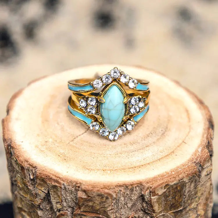 Turquoise Dreams Triple Ring Set
