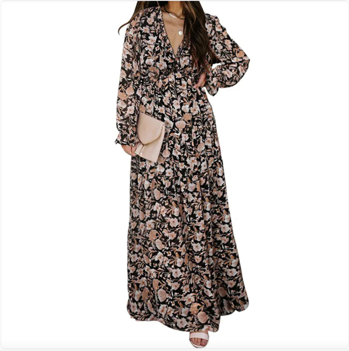 Reena Floral Polyester Maxi Dress