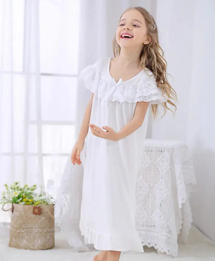 Girls Short Sleeve Sleepwear Nightie Dress