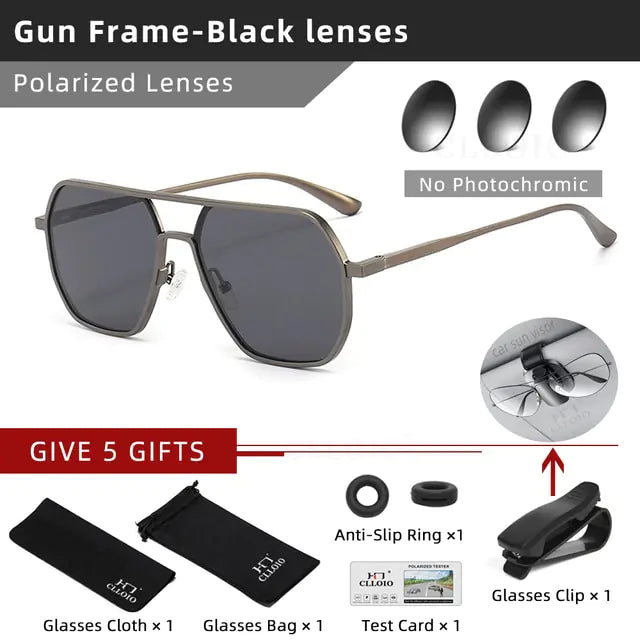 CLLOIO Aluminum Photochromic Polarized Sunglasses