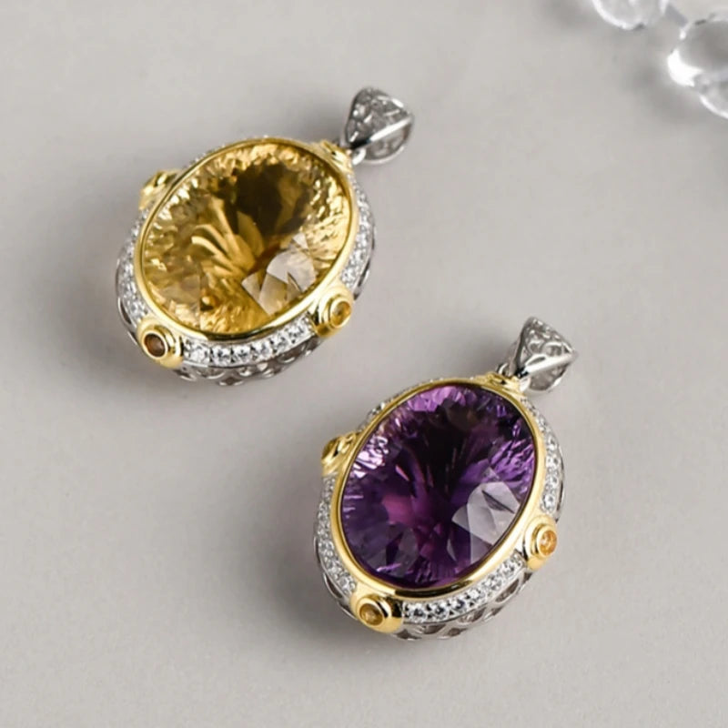 BRIOUS Exquisite Oval Synthetic Crystal Pendants