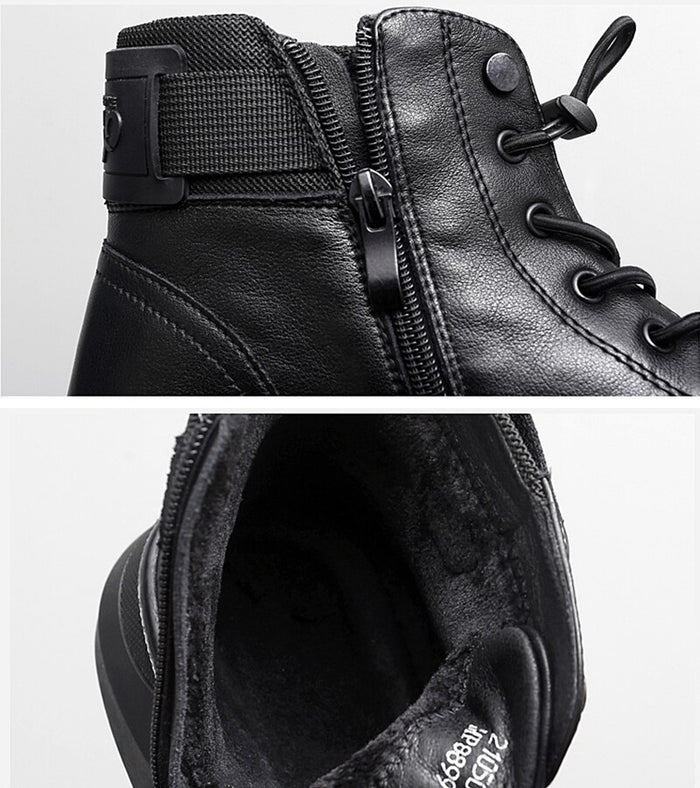 Black Volcan Martini Leather Platform Boots