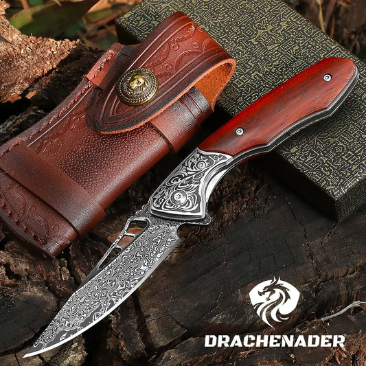 DRACHENADER VG 10 Damascus Shark Dragon Pocket Knife