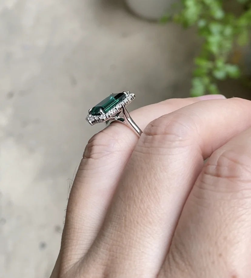 JOVOVASMILE Moissanite Emerald Ring