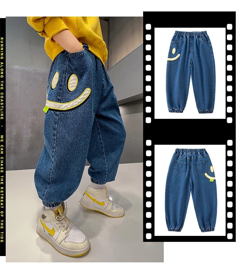 MAOMU Smiley Denim Jogger Pants