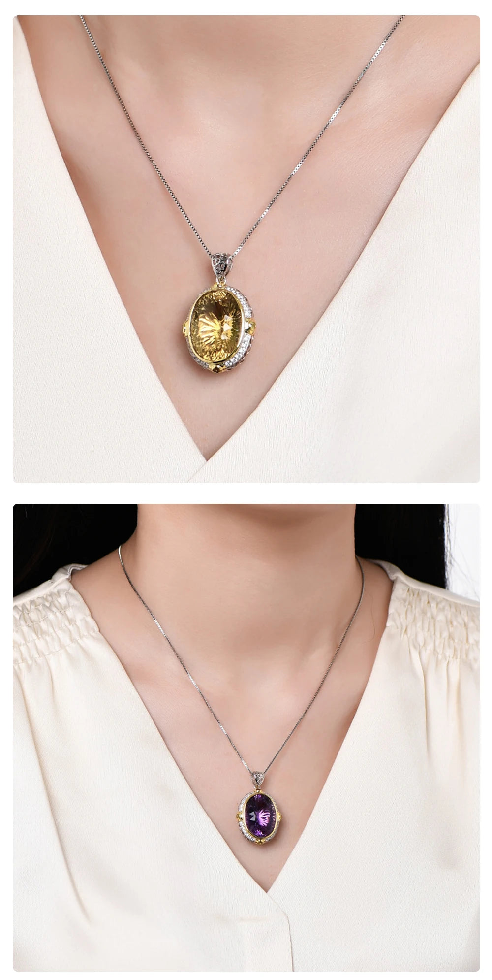 BRIOUS Exquisite Oval Synthetic Crystal Pendants