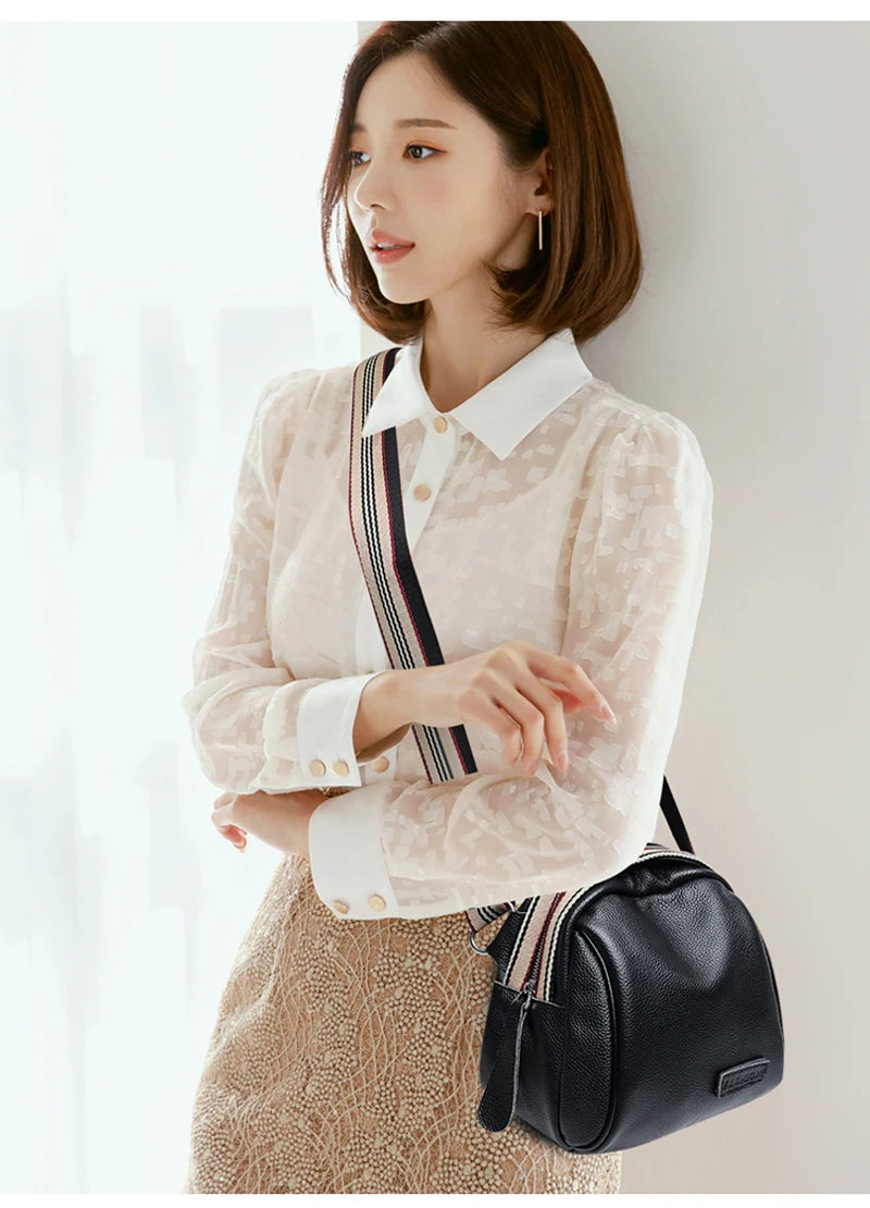 Annmouler Genuine Cowhide Leather Saddle Handbags