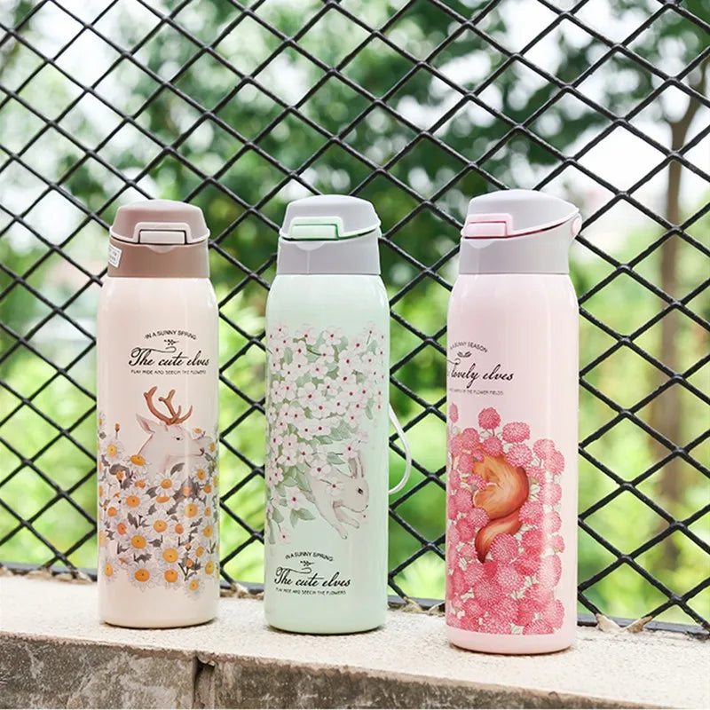 The Cute Elves Straw Water Bottles  (Nuan Qin Cup)