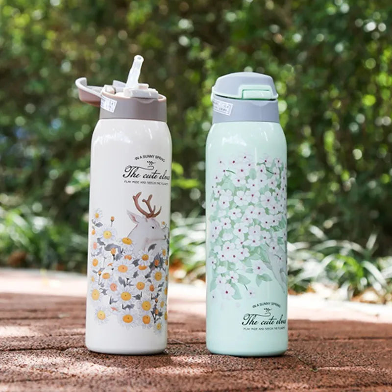 The Cute Elves Straw Water Bottles  (Nuan Qin Cup)