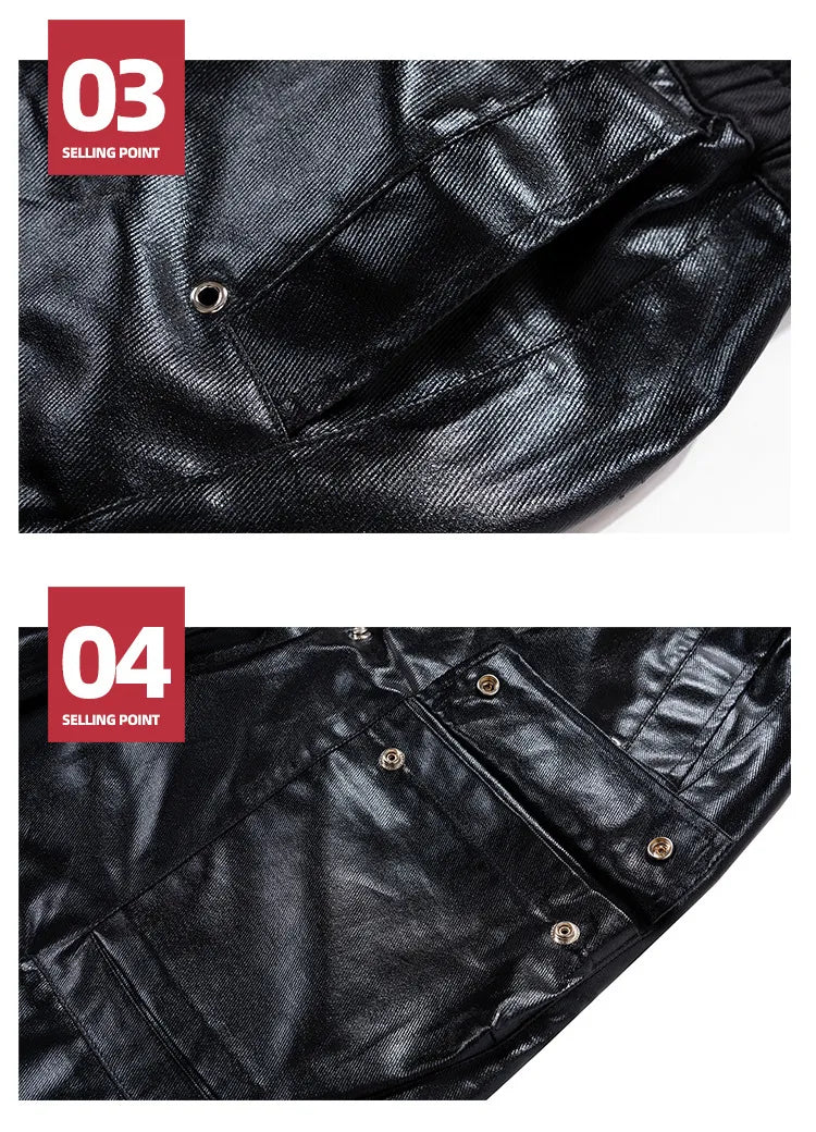High Street Glossy Black Cargo Pants