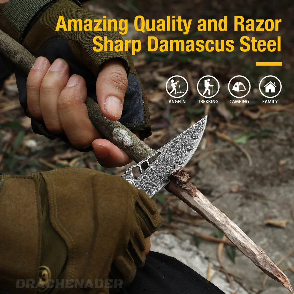 DRACHENADER VG 10 Damascus Shark Dragon Pocket Knife