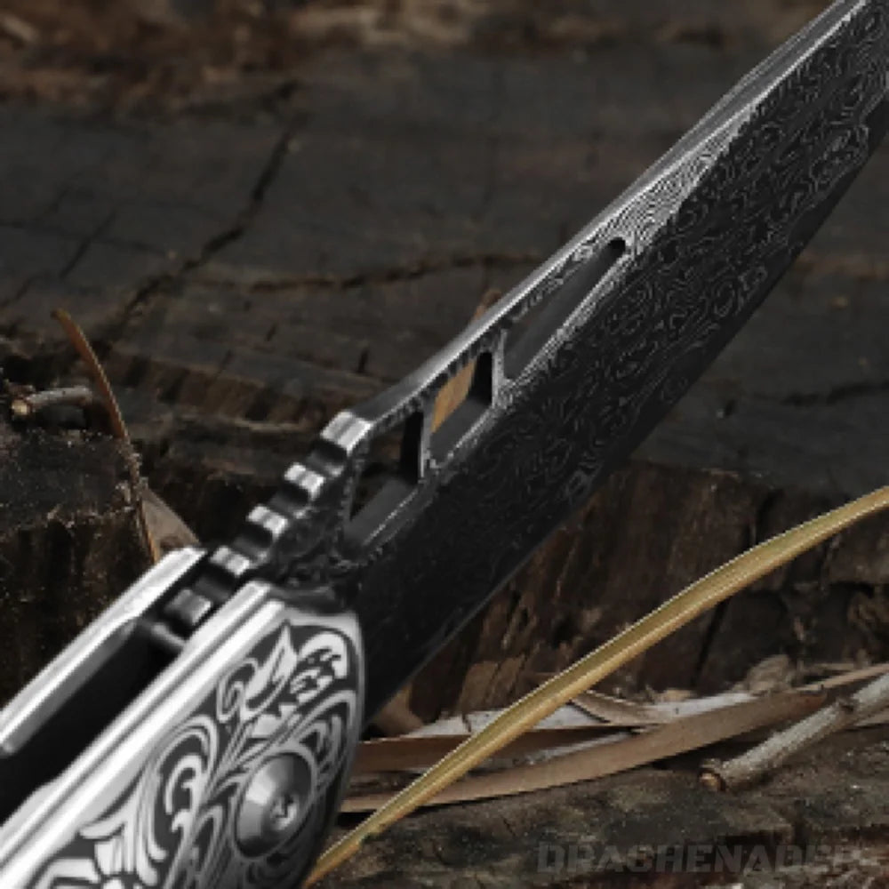 DRACHENADER VG 10 Damascus Shark Dragon Pocket Knife