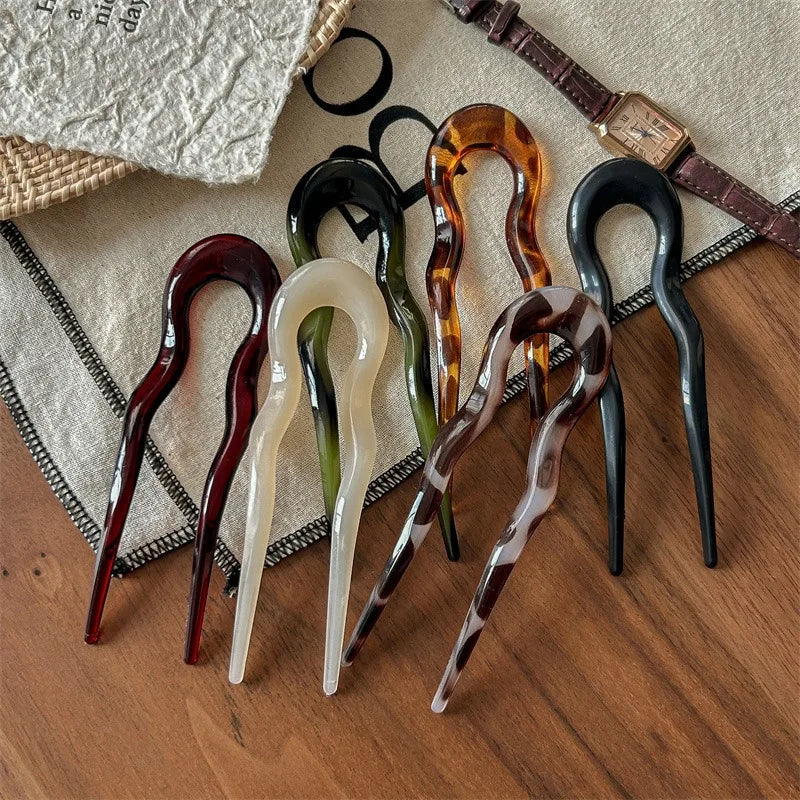 French Acrylic U-Shaped Hairpins