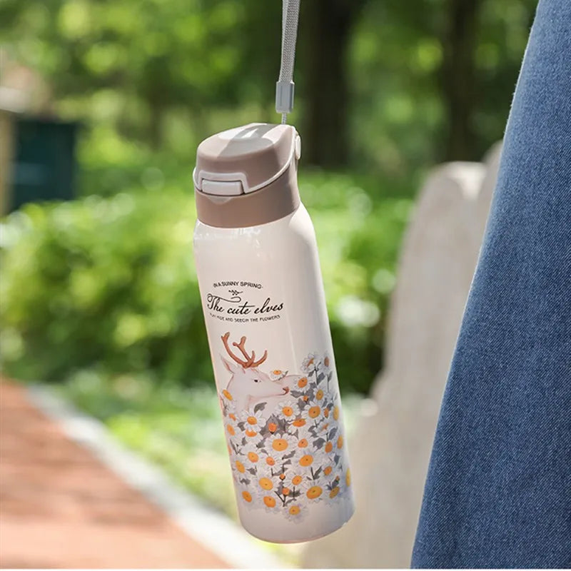 The Cute Elves Straw Water Bottles  (Nuan Qin Cup)
